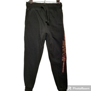 SHADOW HILL USA Womens Black Sweatpants Orange Logo (Small)
